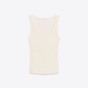 Zara Ribbed Top with Opening Sleeveless Tank Top